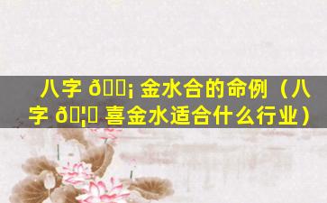 八字 🐡 金水合的命例（八字 🦈 喜金水适合什么行业）